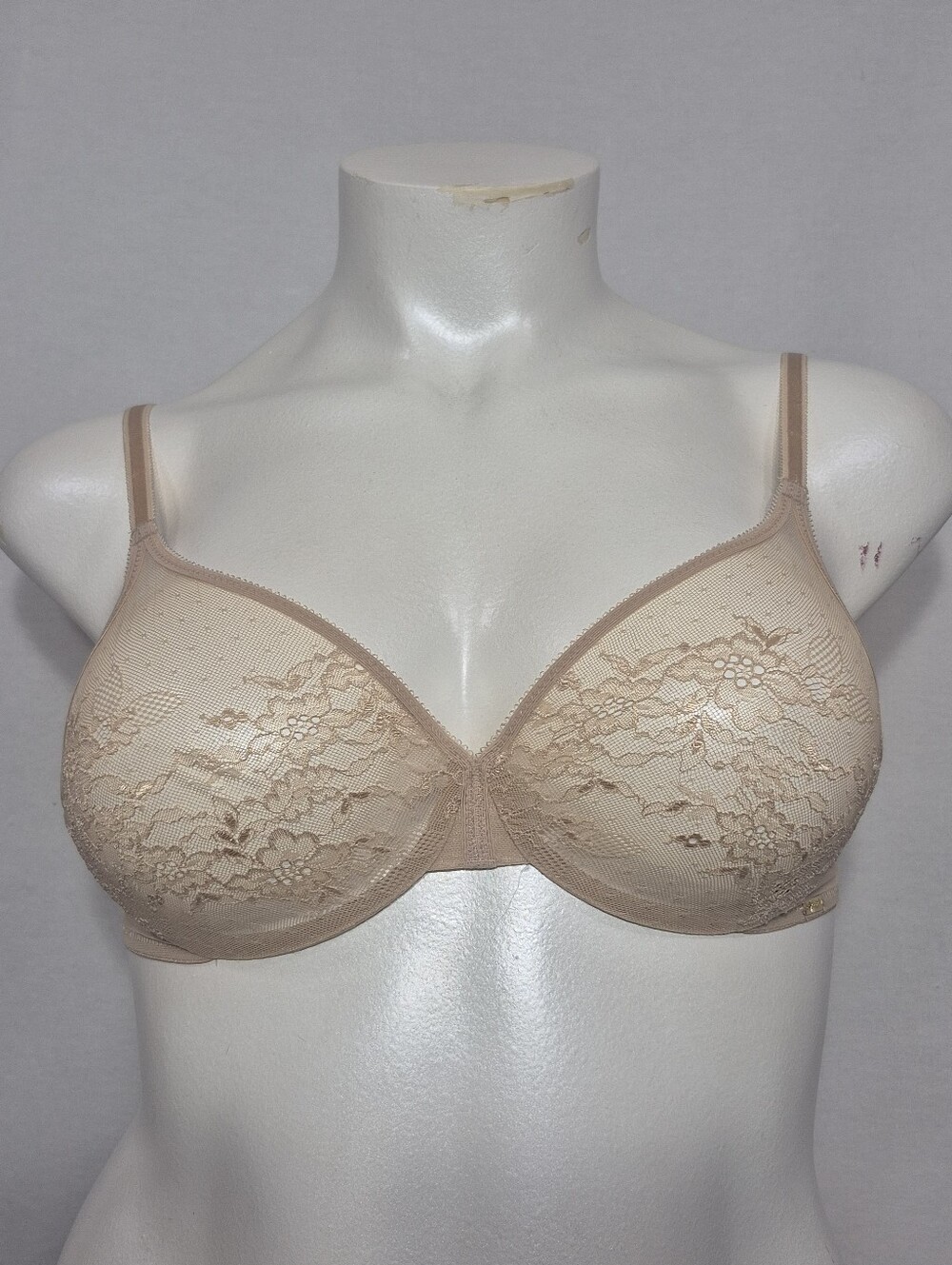 36B Gossard 13001 Glossies Sheer Lace Underwire Bra Nude Natural